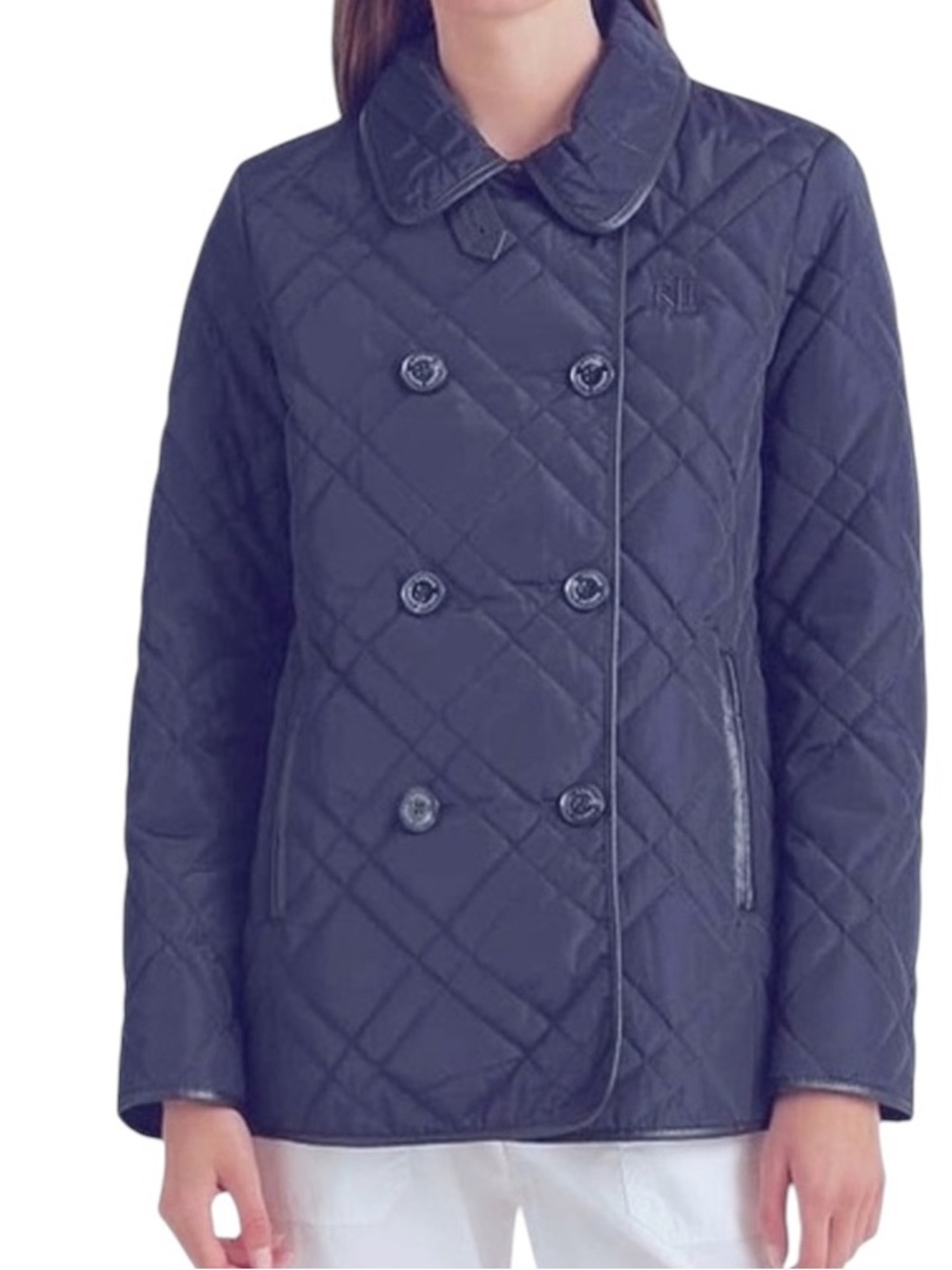 Polo Ralph Lauren Women's navy Double Breasted Quilted Peacoat LRL S